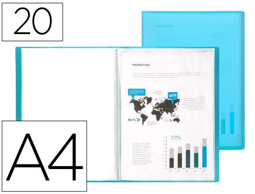Capa catalogo liderpapel 20 bolsas polipropileno din a4 traslucida azul frosty , Liderpapel , 51713 , 4710581470425
